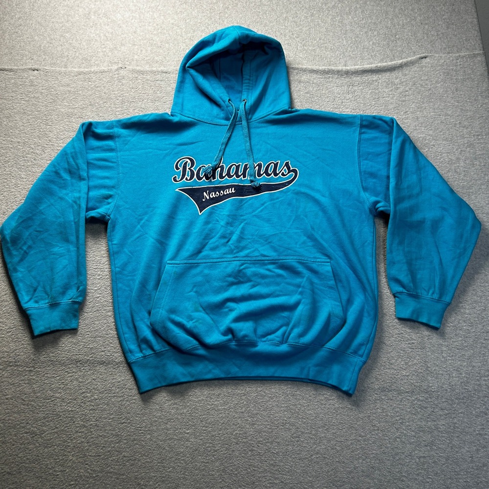 Hoodie Bahamas Nassau Mens Large Blue Graphic Pullover Sweatshirt ESV Surf Co
